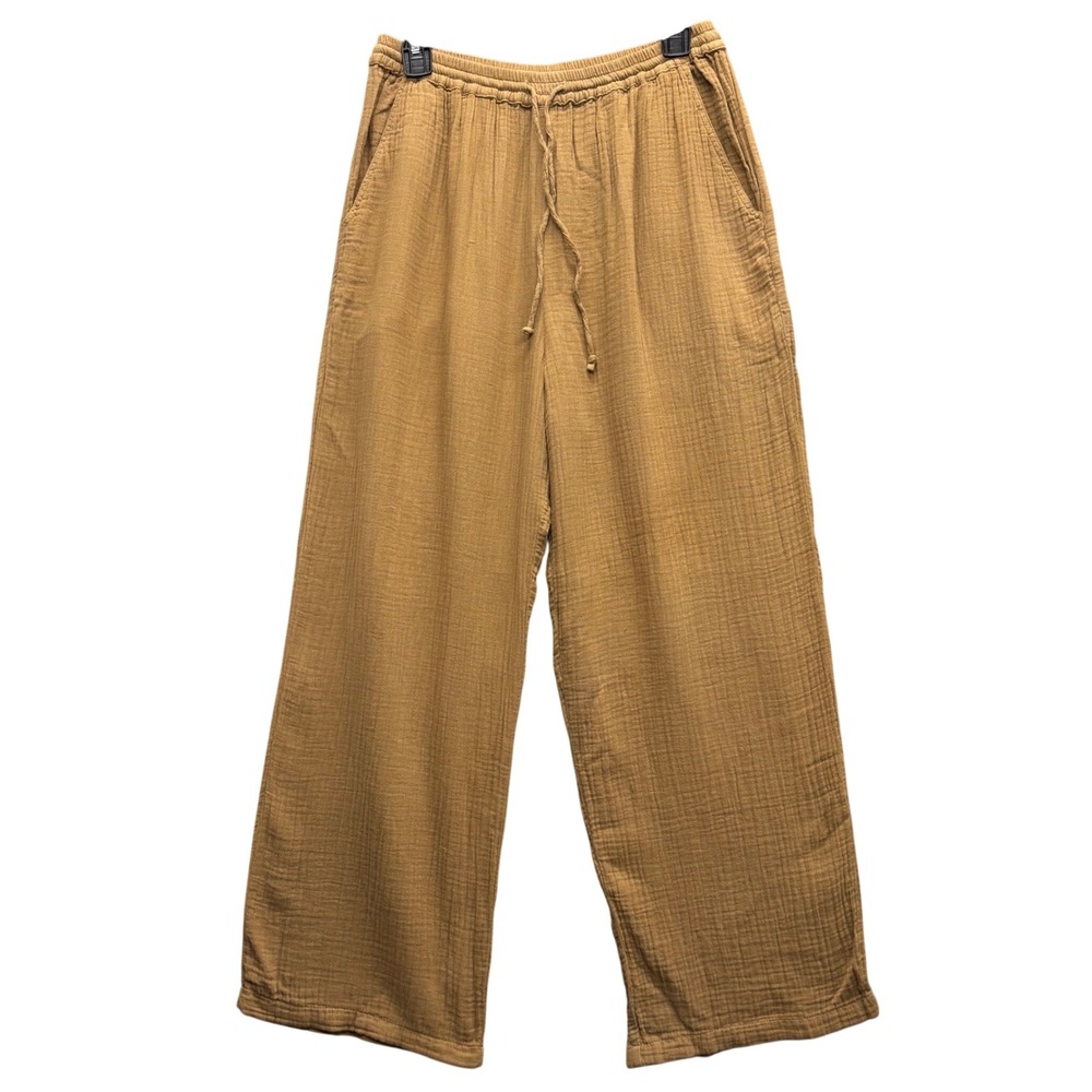 Xirena Womens Wide Leg Cotton Gauze Drawstring Dylan Pants Brown Beach Size M - Picture 2 of 13